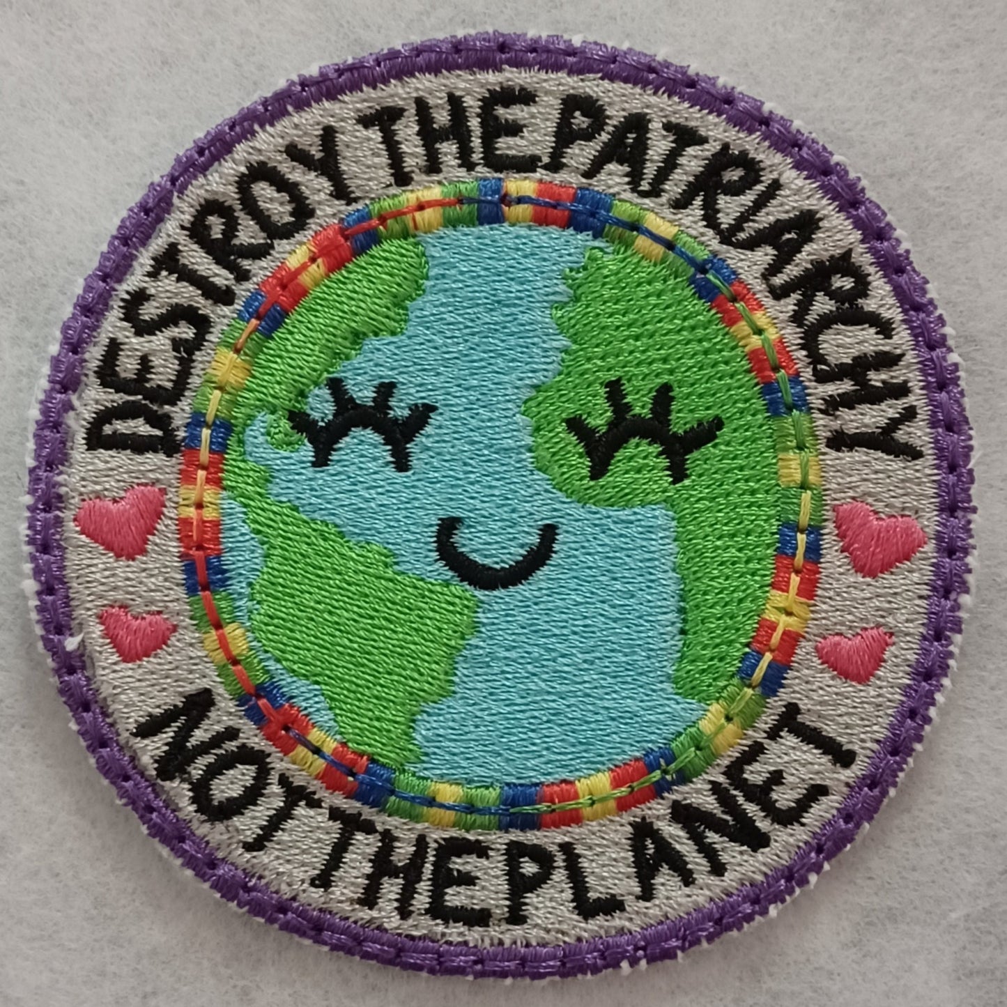 "Destroy the Patriarchy Not the Planet" Embroidered Iron-On Patch