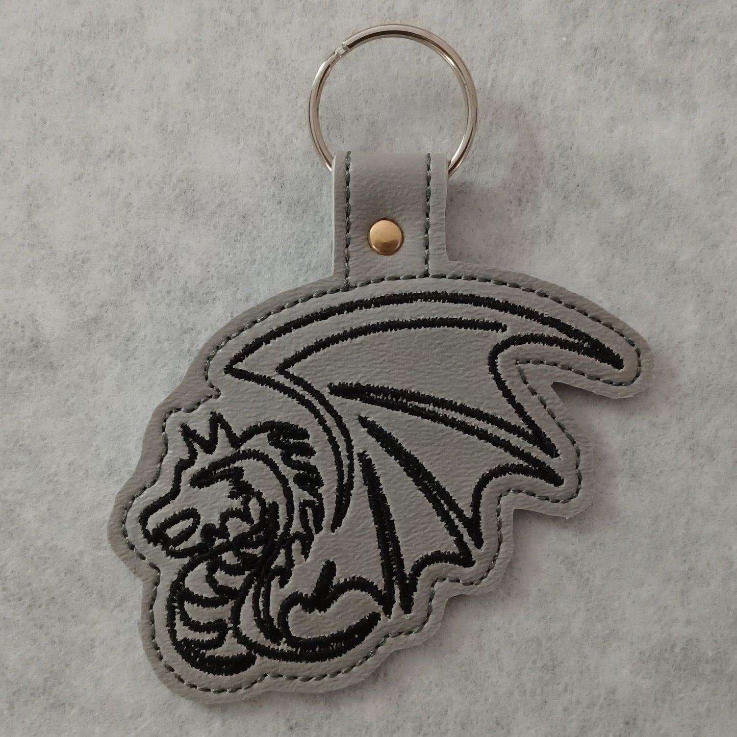 Line Dragon Embroidered Vinyl Key Ring