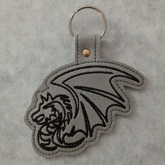 Line Dragon Embroidered Vinyl Key Ring
