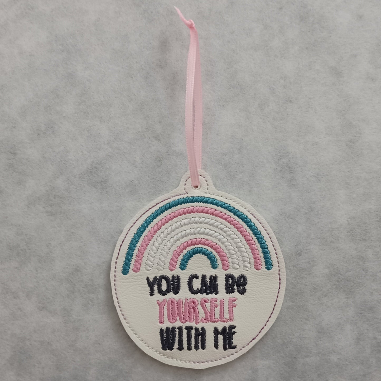 "You Can Be Yourself With Me" Rainbow Embroidered Ornament
