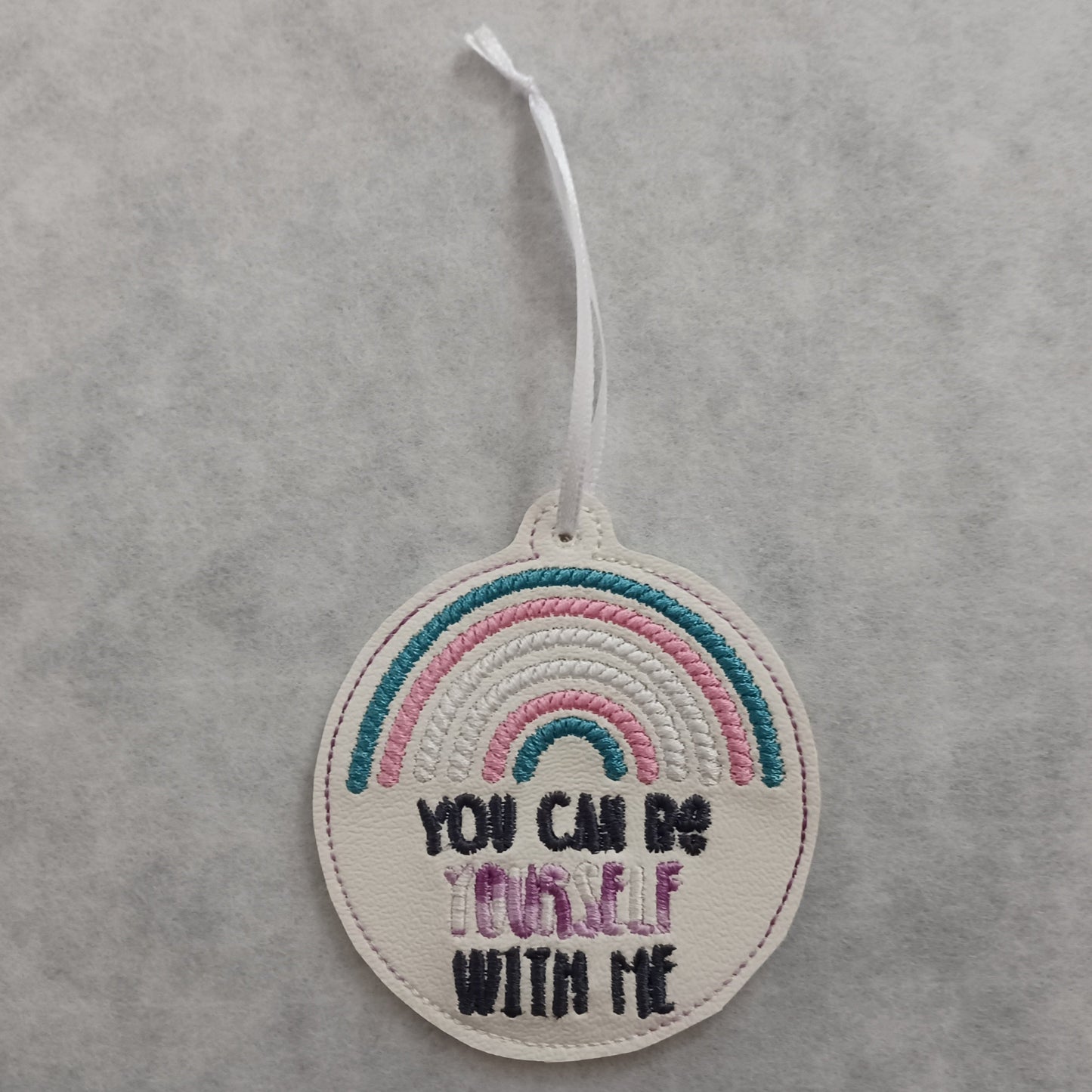"You Can Be Yourself With Me" Rainbow Embroidered Ornament
