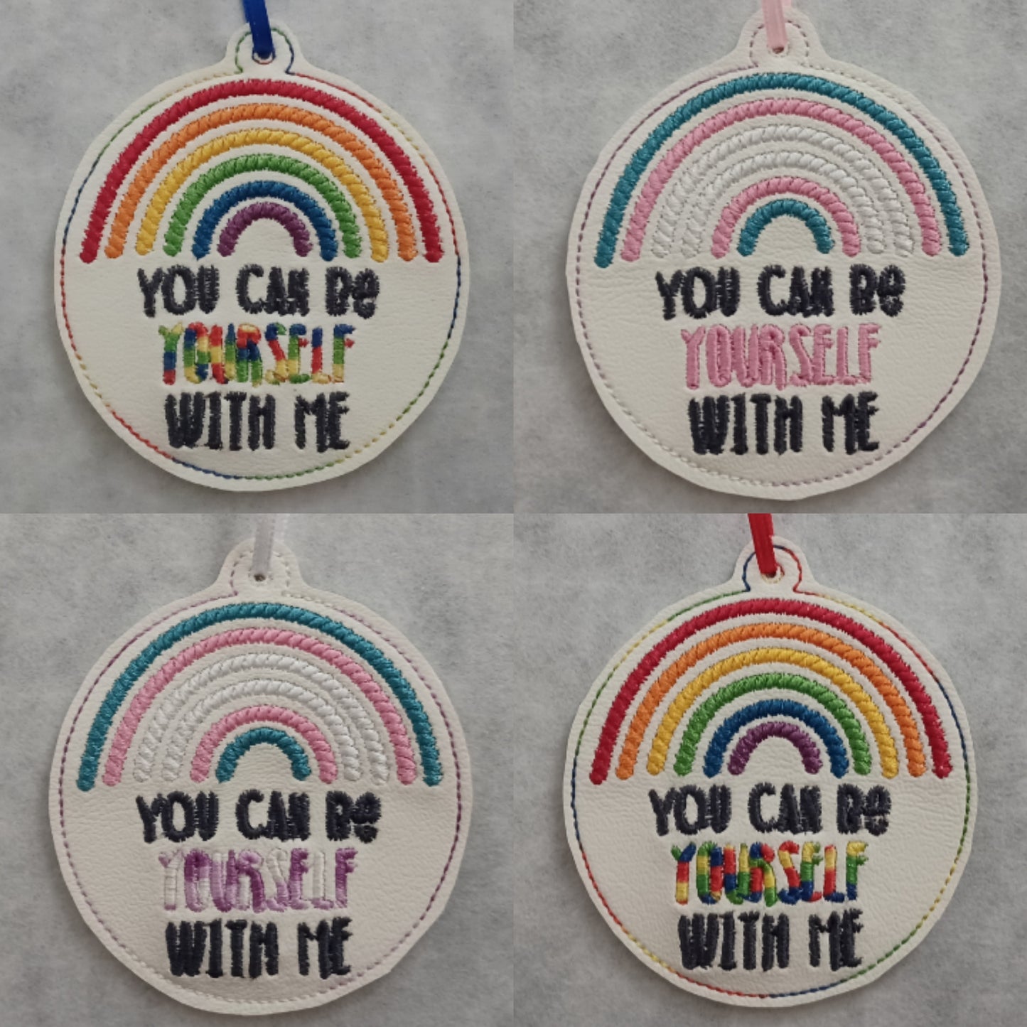"You Can Be Yourself With Me" Rainbow Embroidered Ornament