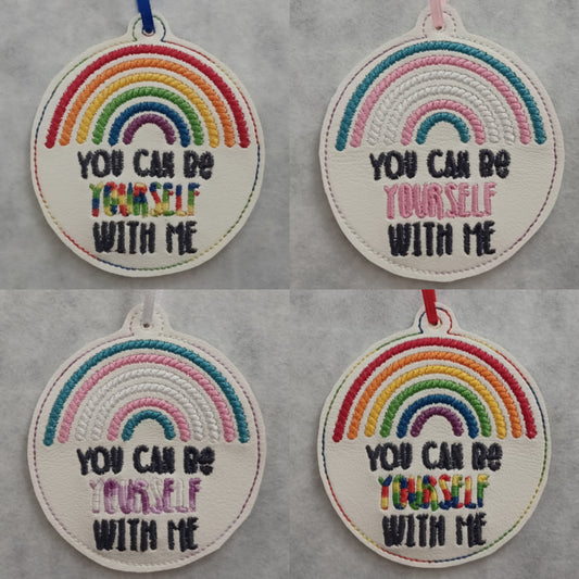 "You Can Be Yourself With Me" Rainbow Embroidered Ornament