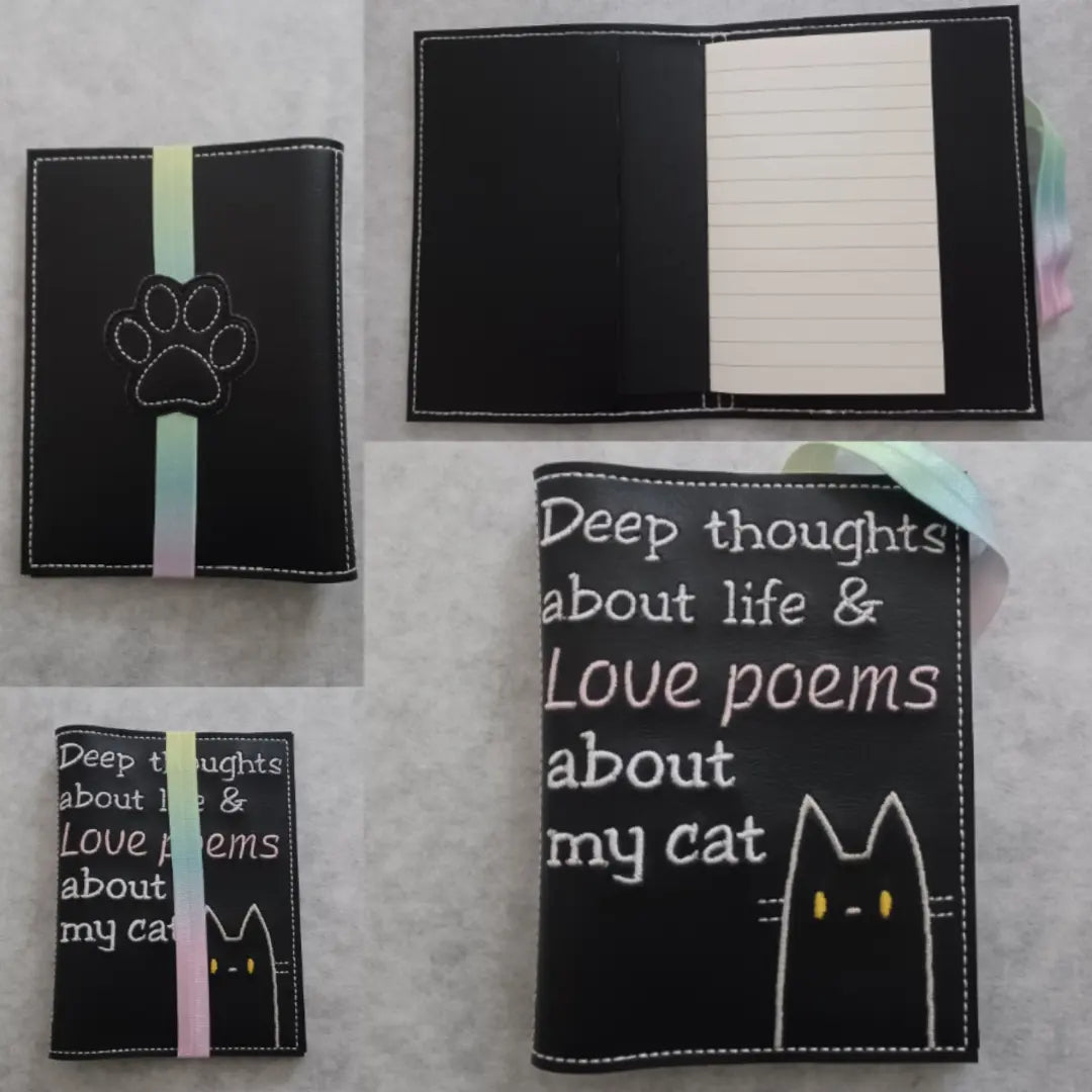 Deep thoughts about life & Love poems about my cat Embroidered Notebook Cover