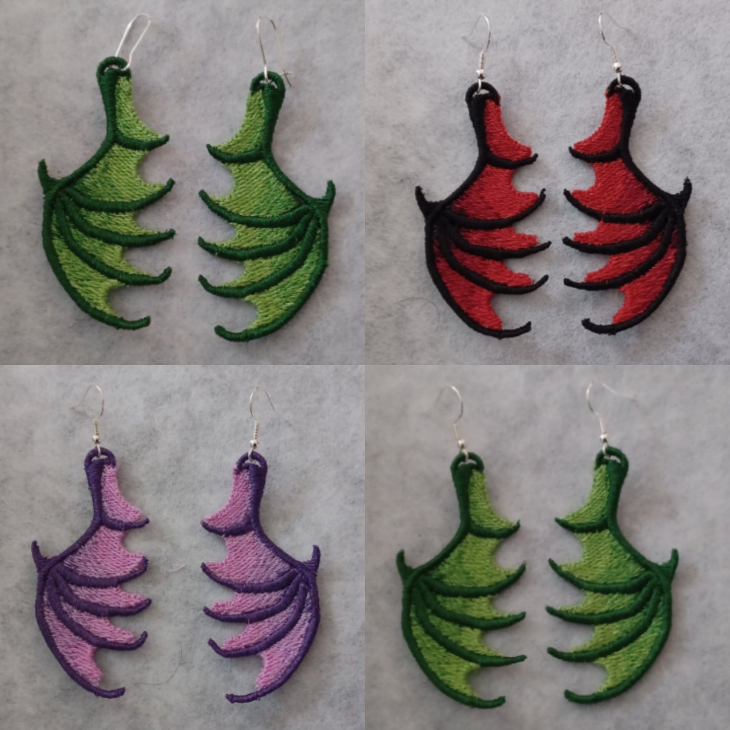 Dragon Wing Free-Standing Lace Embroidered Earrings
