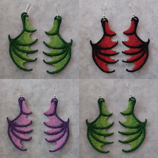 Dragon Wing Free-Standing Lace Embroidered Earrings