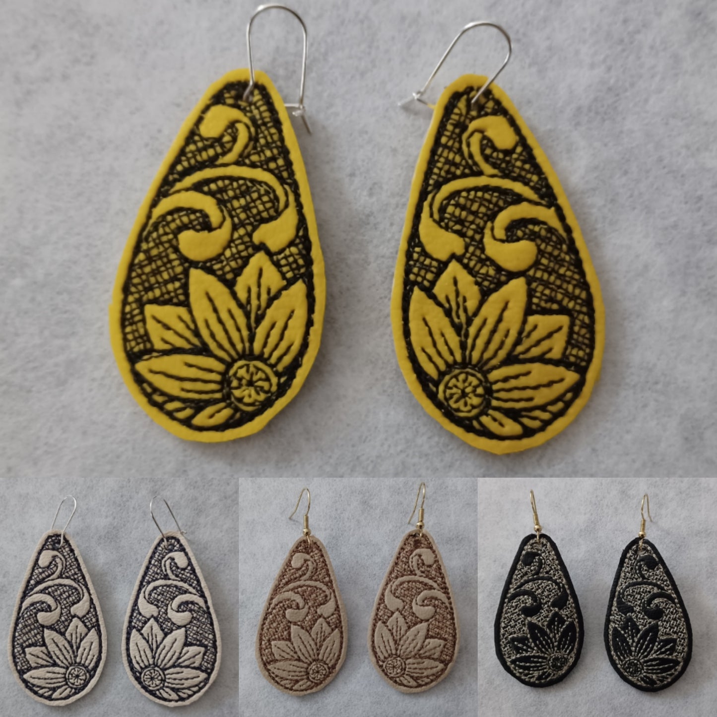 Summer Sunflower Embroidered Earrings