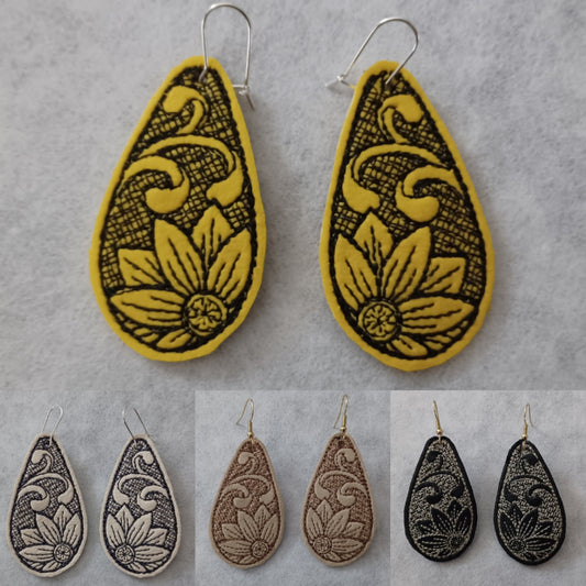 Summer Sunflower Embroidered Earrings