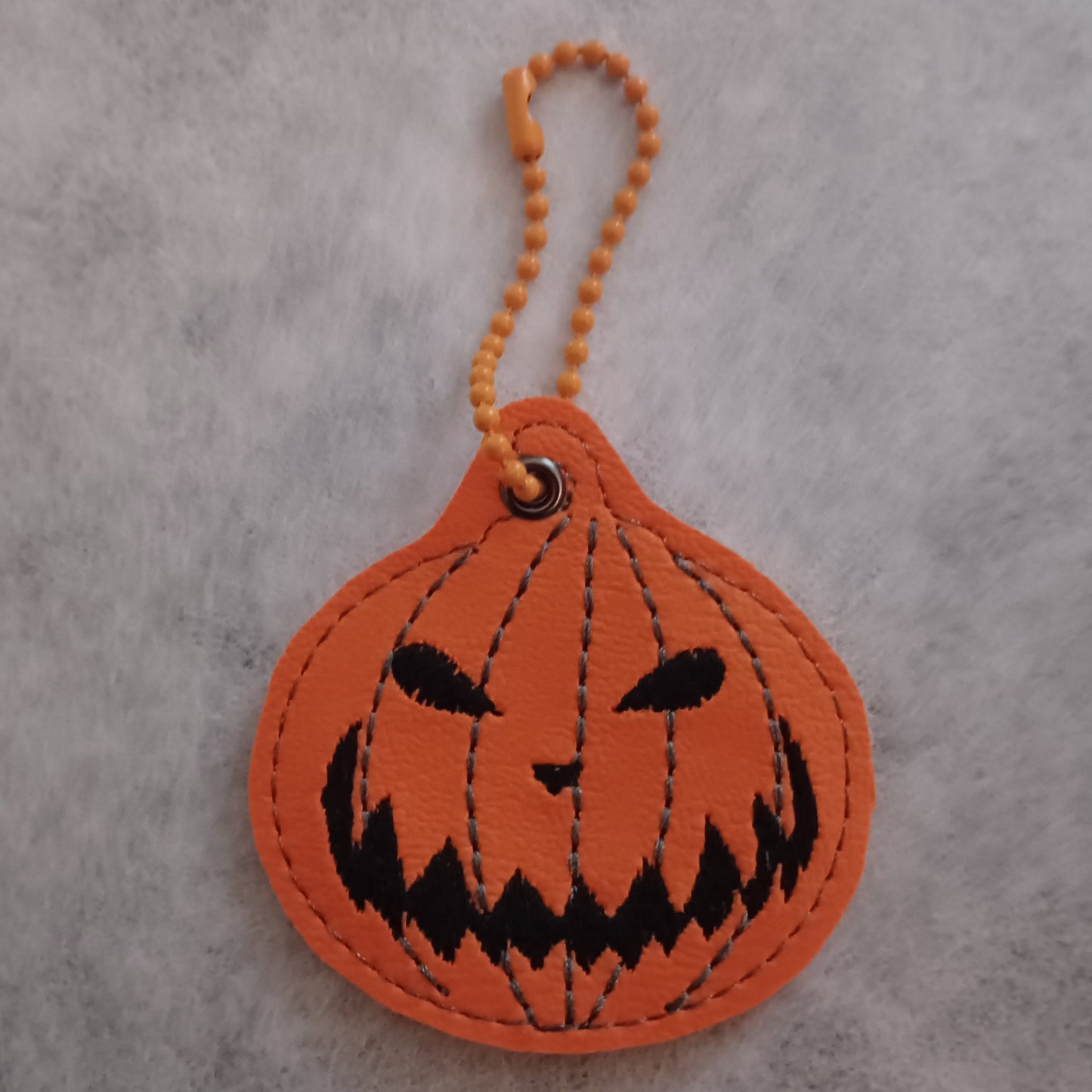 Jack O'Lantern Embroidered Vinyl Key Ring
