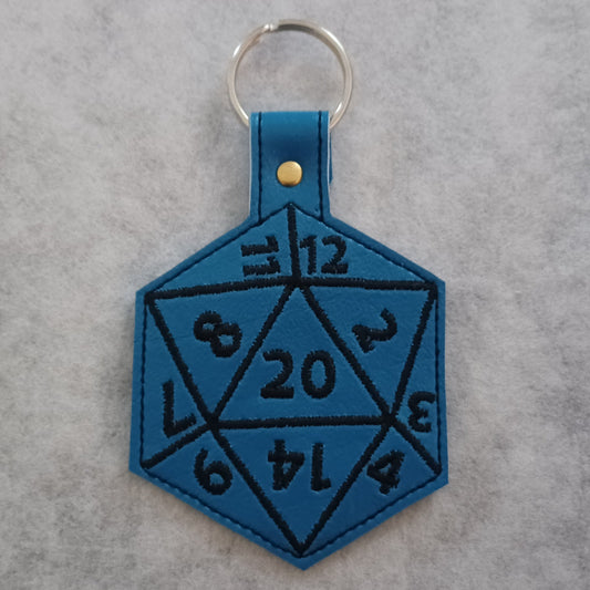 D20 Embroidered Vinyl Key Ring