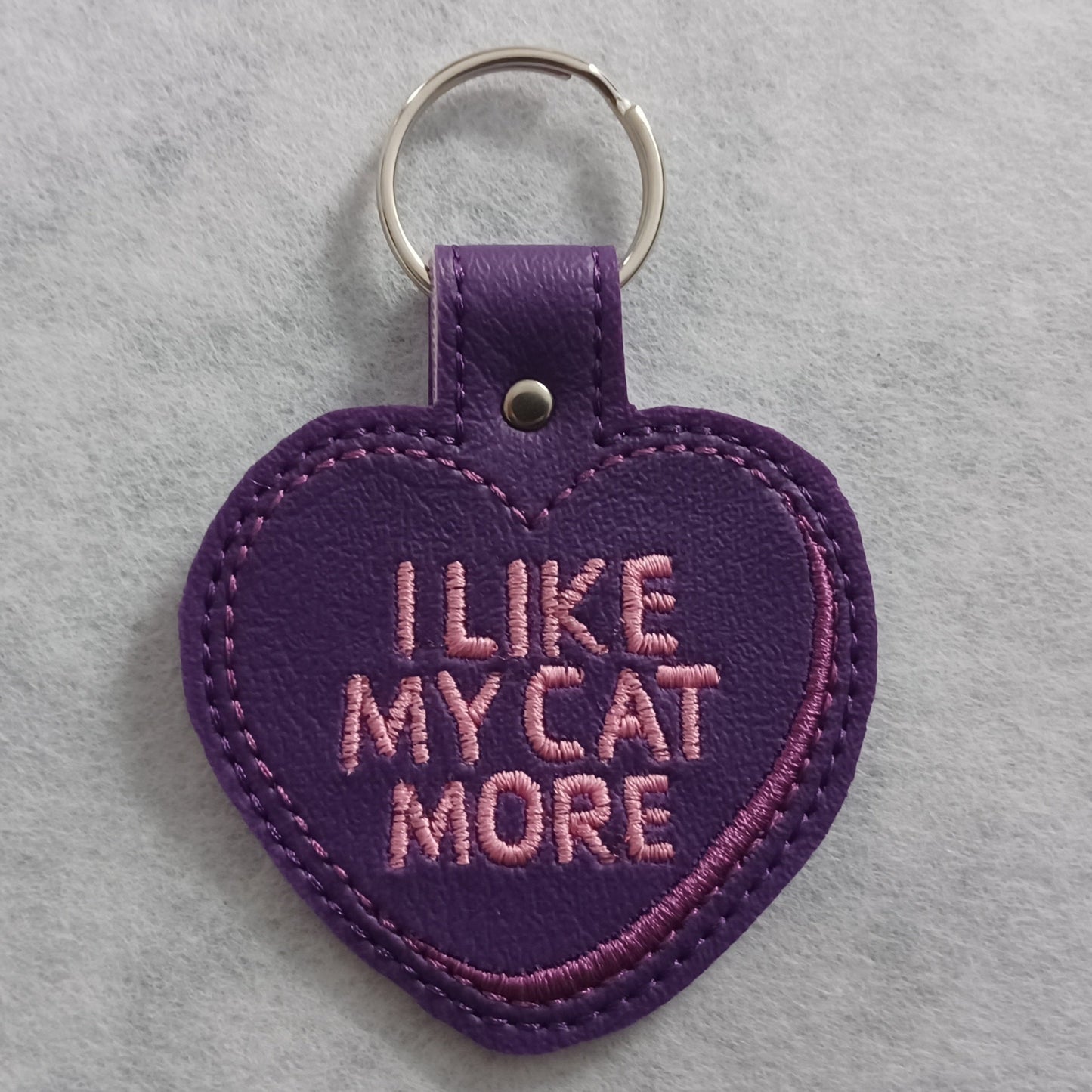 Conversation Heart Pet Embroidered Vinyl Key Ring