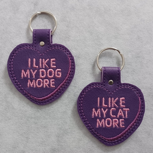 Conversation Heart Pet Embroidered Vinyl Key Ring