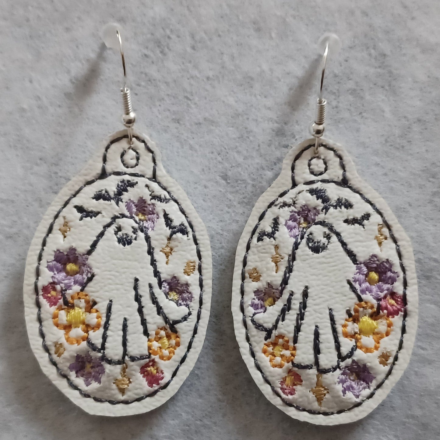 Floral Ghost Embroidered Earrings