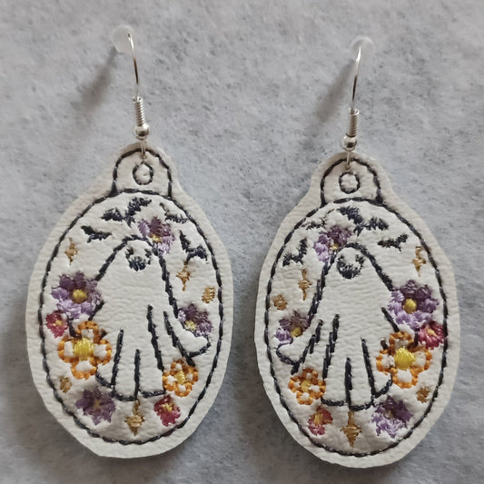 Floral Ghost Embroidered Earrings