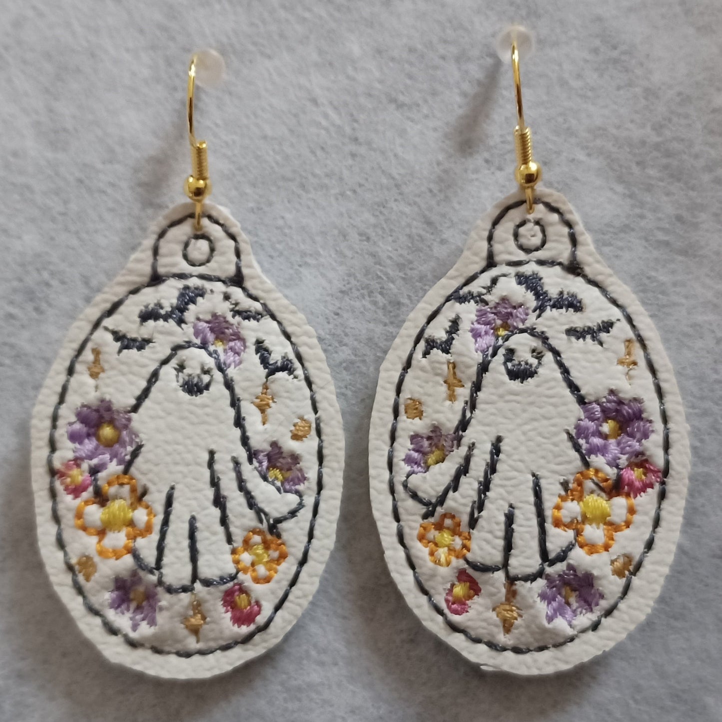 Floral Ghost Embroidered Earrings