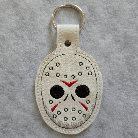 Hockey Mask Embroidered Vinyl Key Ring