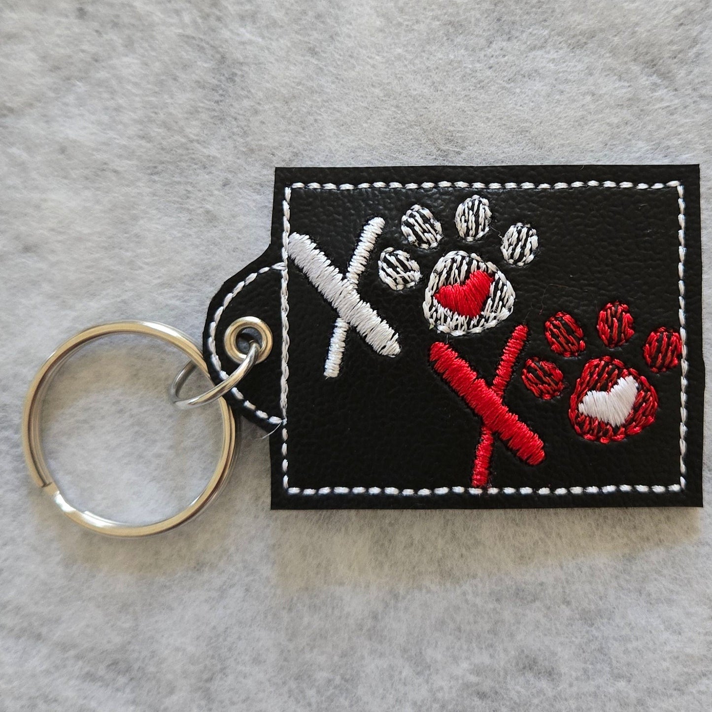 XOXO Pawprint Embroidered Vinyl Key Ring