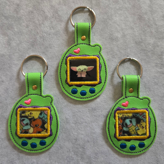 90s Digital Toy Embroidered Vinyl Key Ring