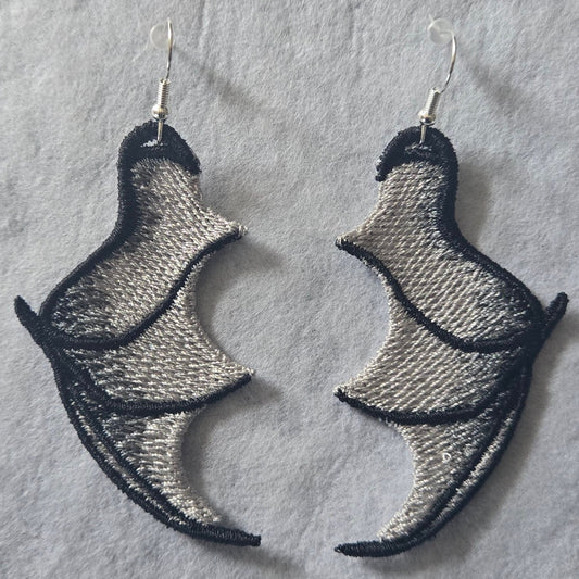 Bat Wing Free-Standing Lace Embroidered Earrings