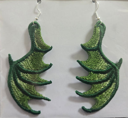Dragon Wing Free-Standing Lace Embroidered Earrings