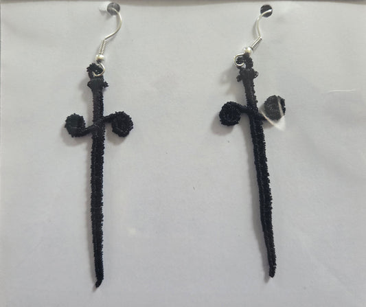 Sword Free-Standing Lace Embroidered Earrings