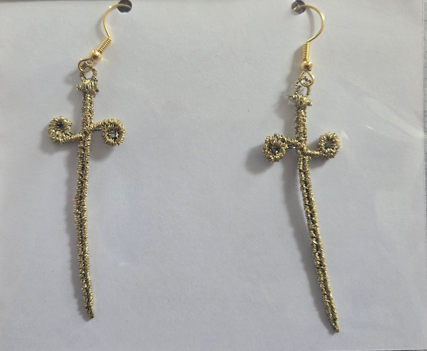 Sword Free-Standing Lace Embroidered Earrings