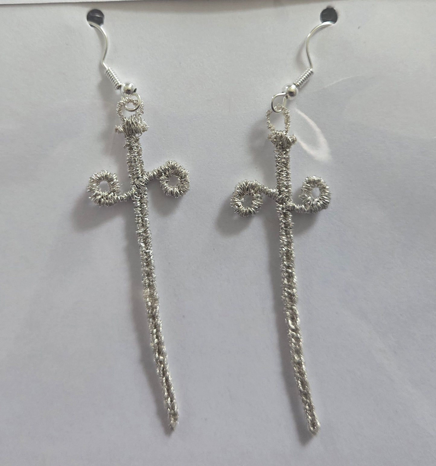 Sword Free-Standing Lace Embroidered Earrings