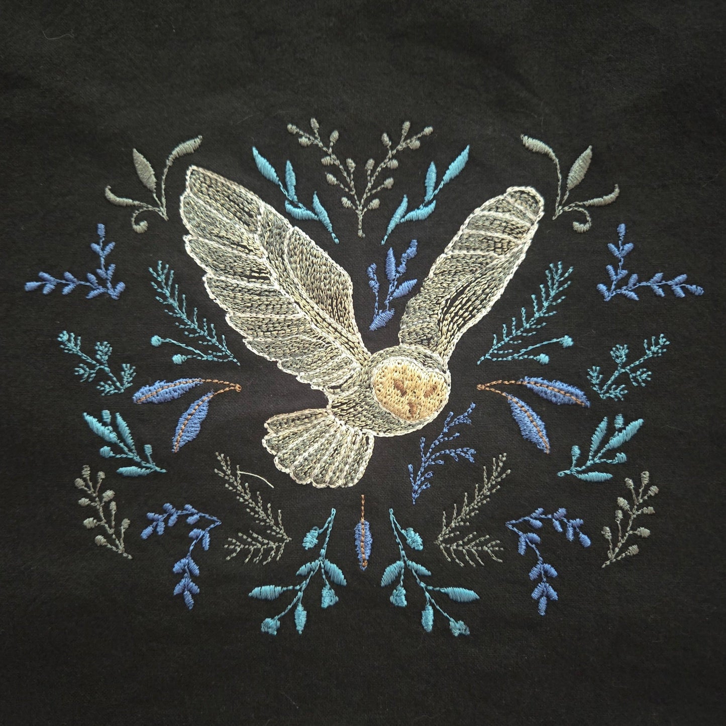 Winter Owl in Botanicals (Embroidered CYO)