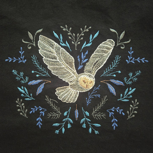 Winter Owl in Botanicals (Embroidered CYO)
