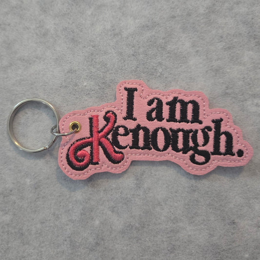 Pink "I Am Enough" Embroidered Vinyl Key Ring