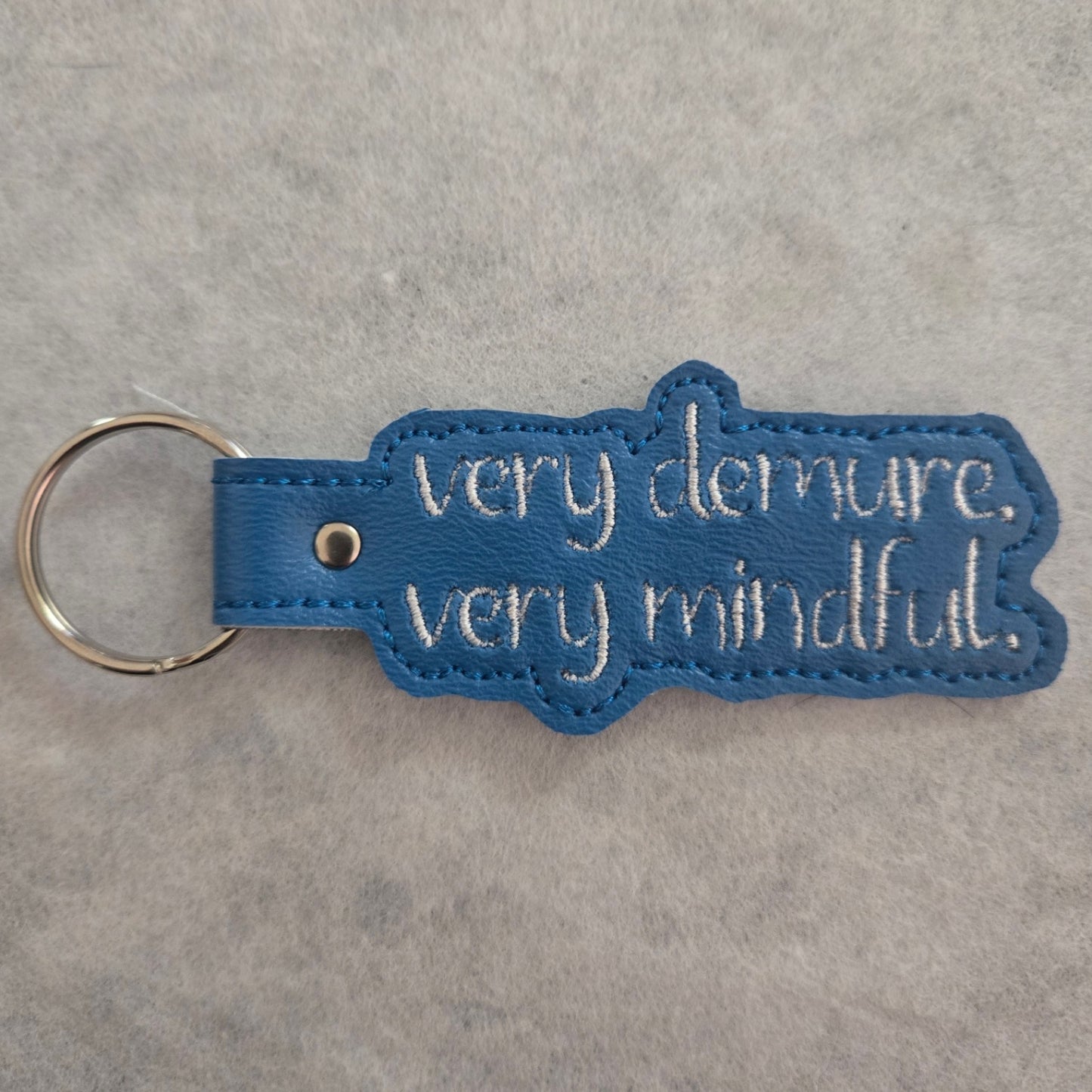 very demure. very mindful. Embroidered Vinyl Key Ring