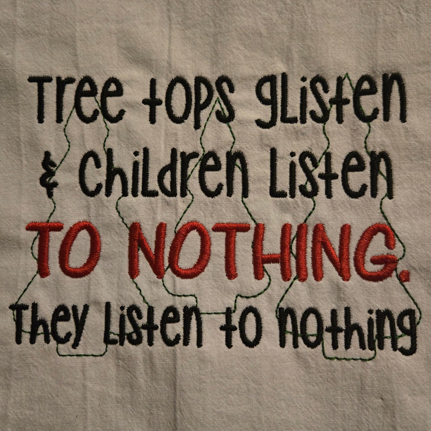 Tree Tops Glisten & Children Listen TO NOTHING. They Listen to Nothing (Embroidered CYO)