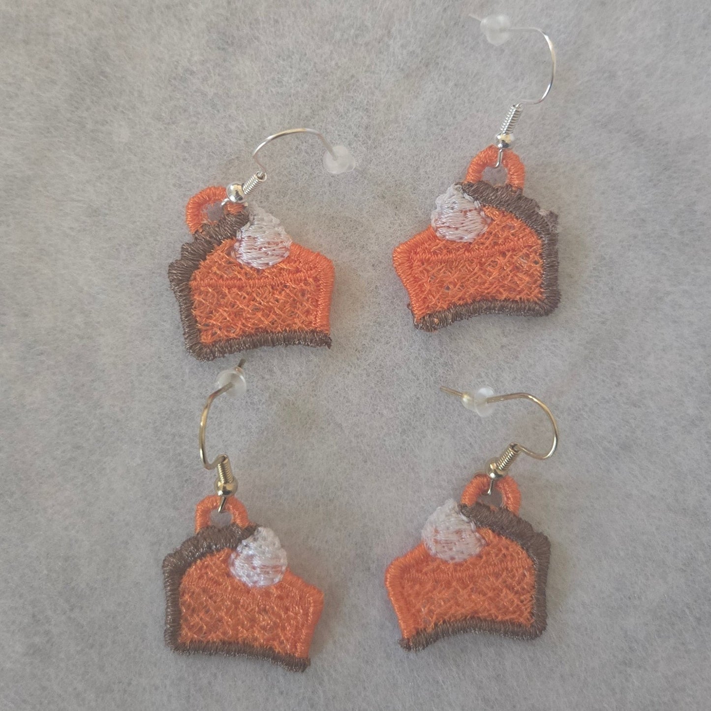 Pumpkin Pie Free-Standing Lace Embroidered Earrings