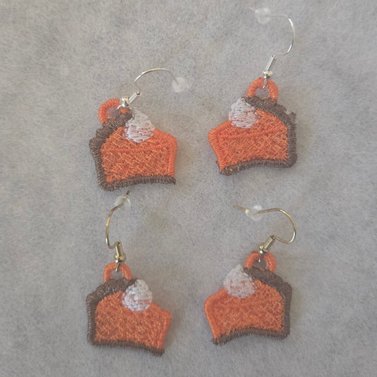Pumpkin Pie Free-Standing Lace Embroidered Earrings