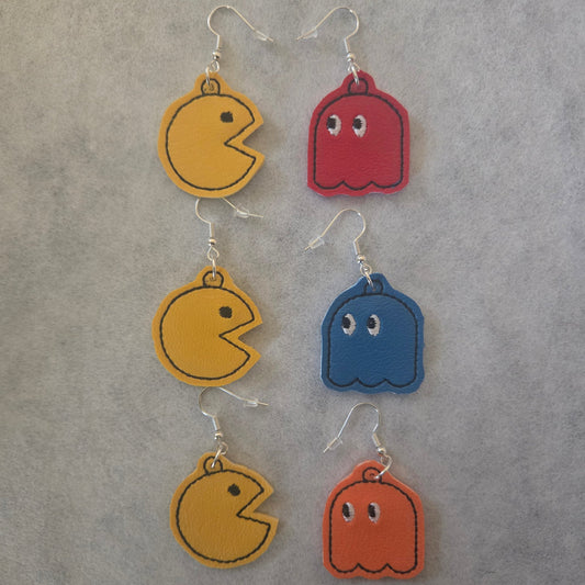 Hungry Yellow Dude Embroidered Earrings