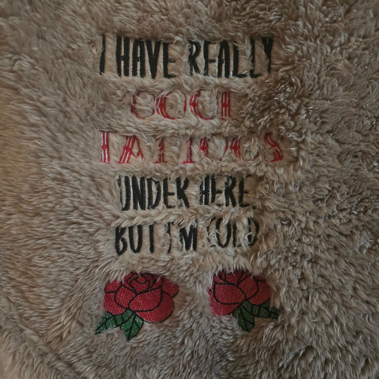 "I Have Really Cool Tattoos Under Here But I'm Cold" Velvet Plush Throw Blanket