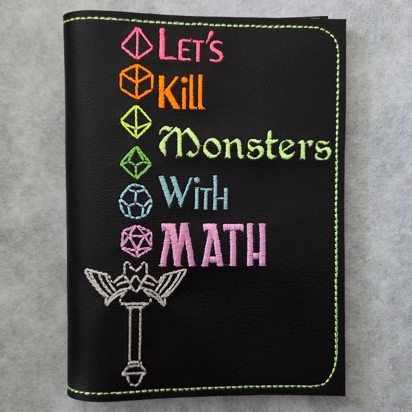Let's Kill Monsters With Math Embroidered Notebook Cover