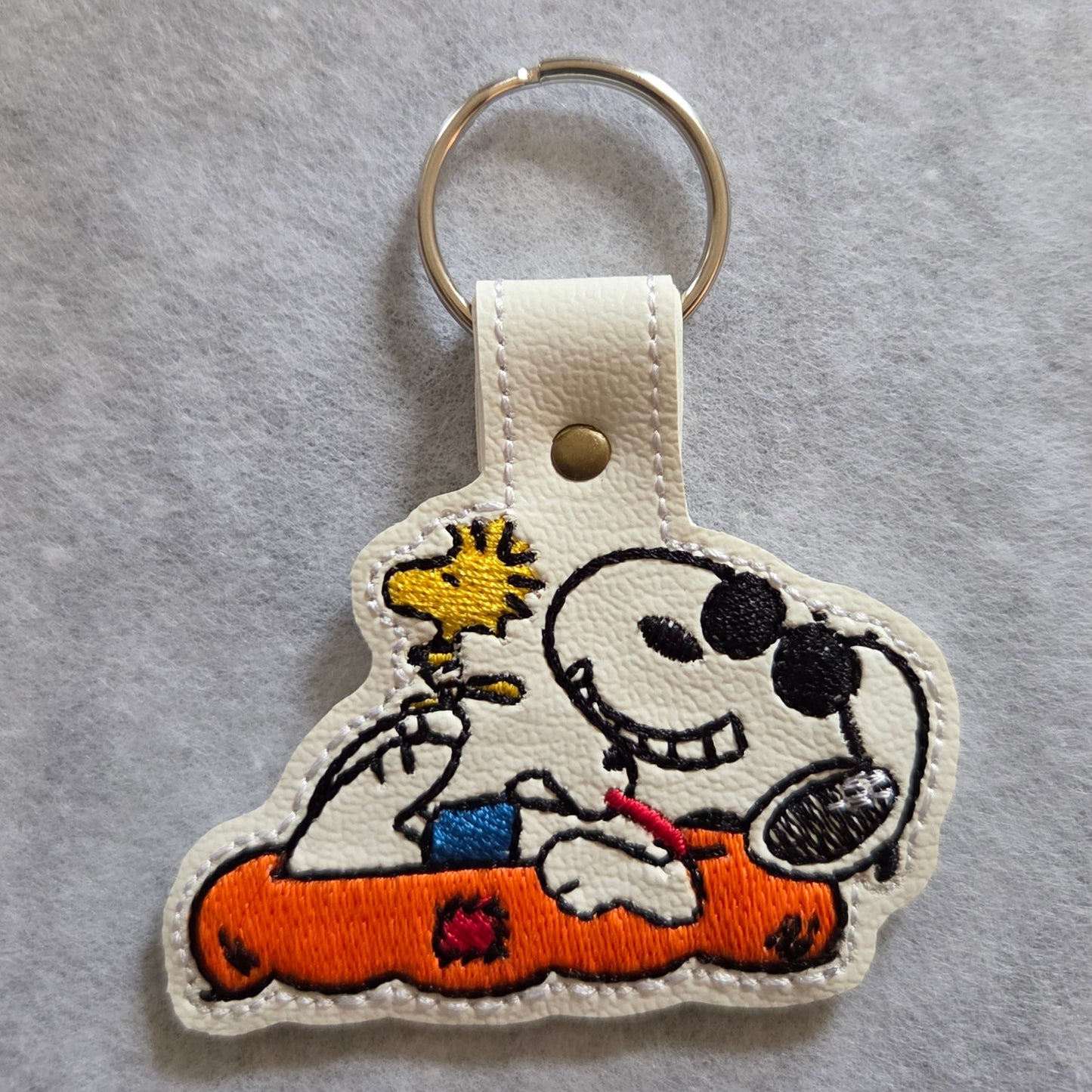 CB Dog & Bird Summer Embroidered Vinyl Key Ring