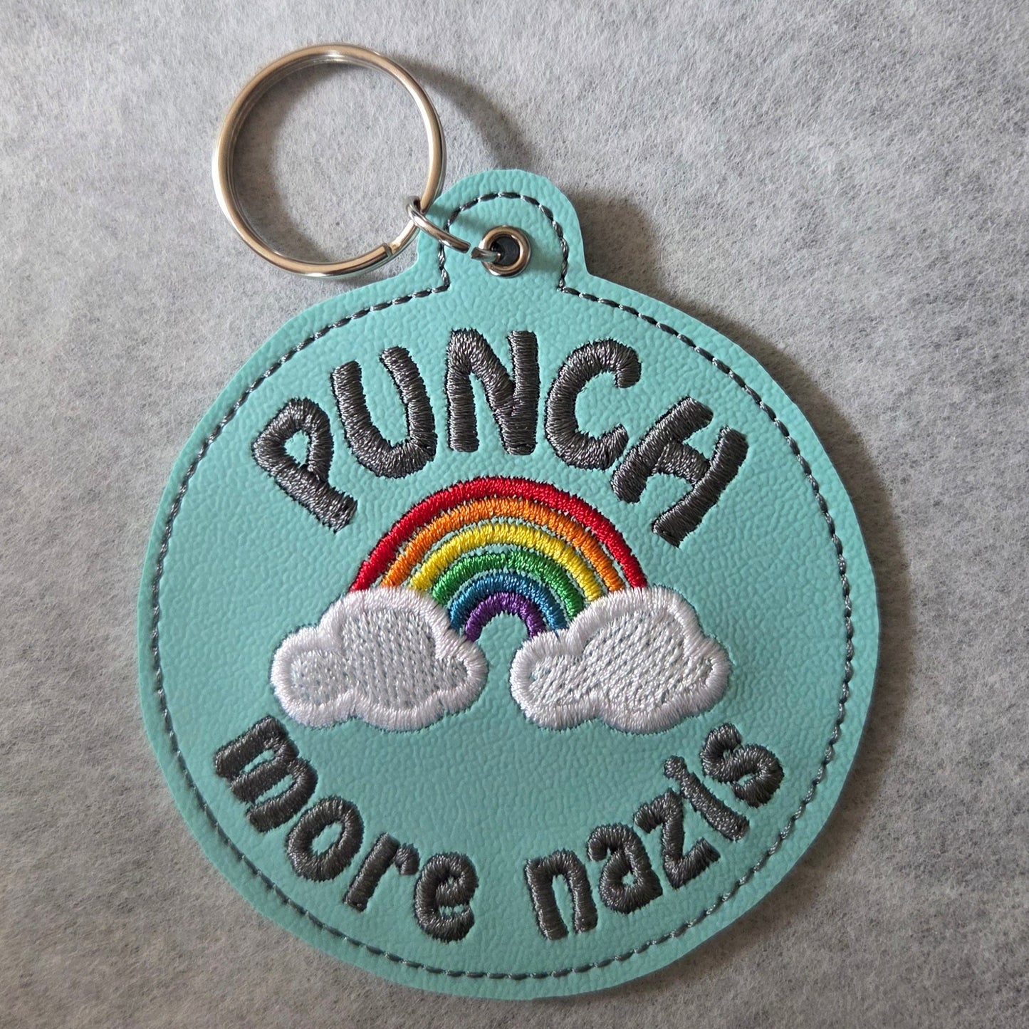 Punch More Nazis Embroidered Vinyl Key Tag