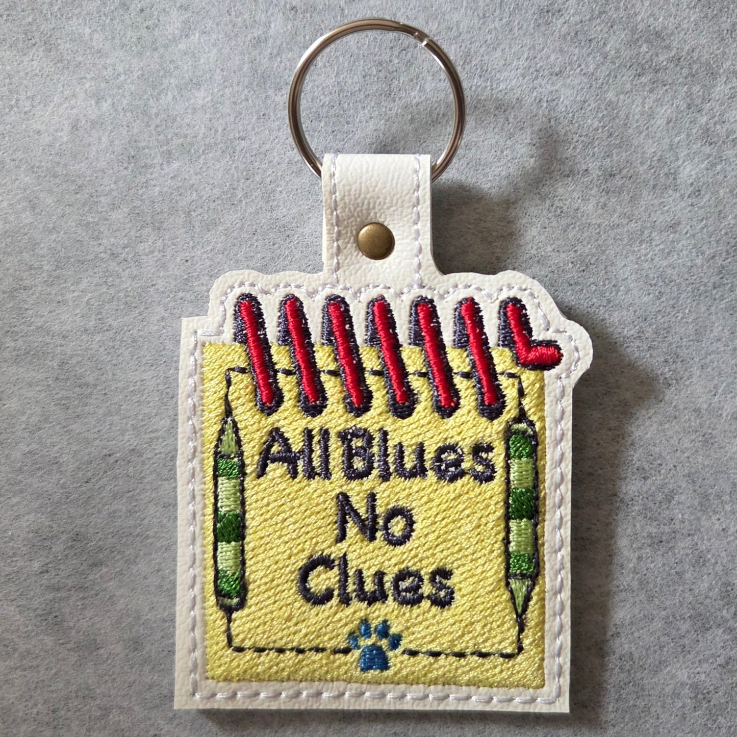 All Blues No Clues Embroidered Vinyl Key Ring