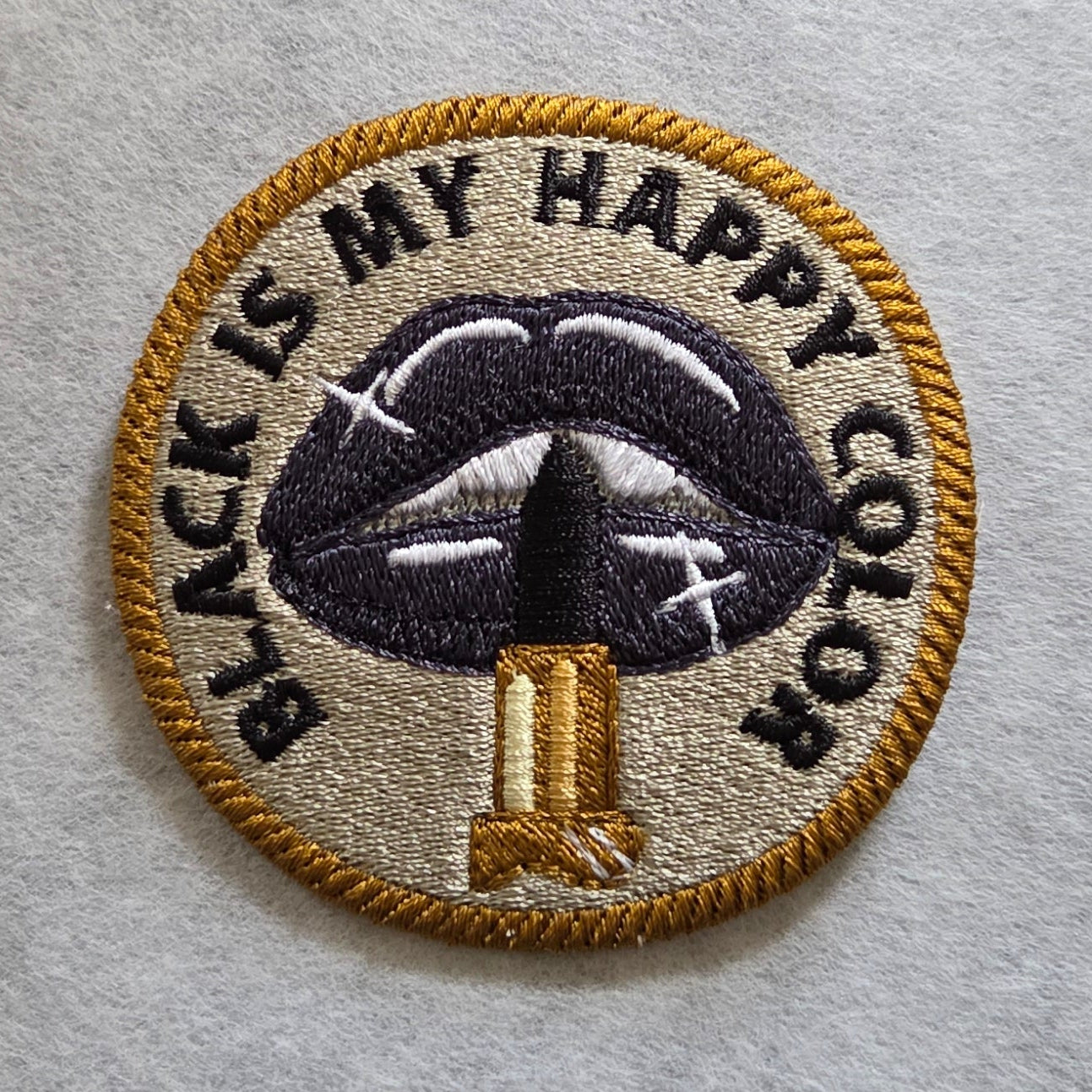 Black Is My Happy Color Embroidered Patch