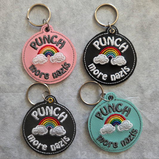 Punch More Nazis Embroidered Vinyl Key Tag