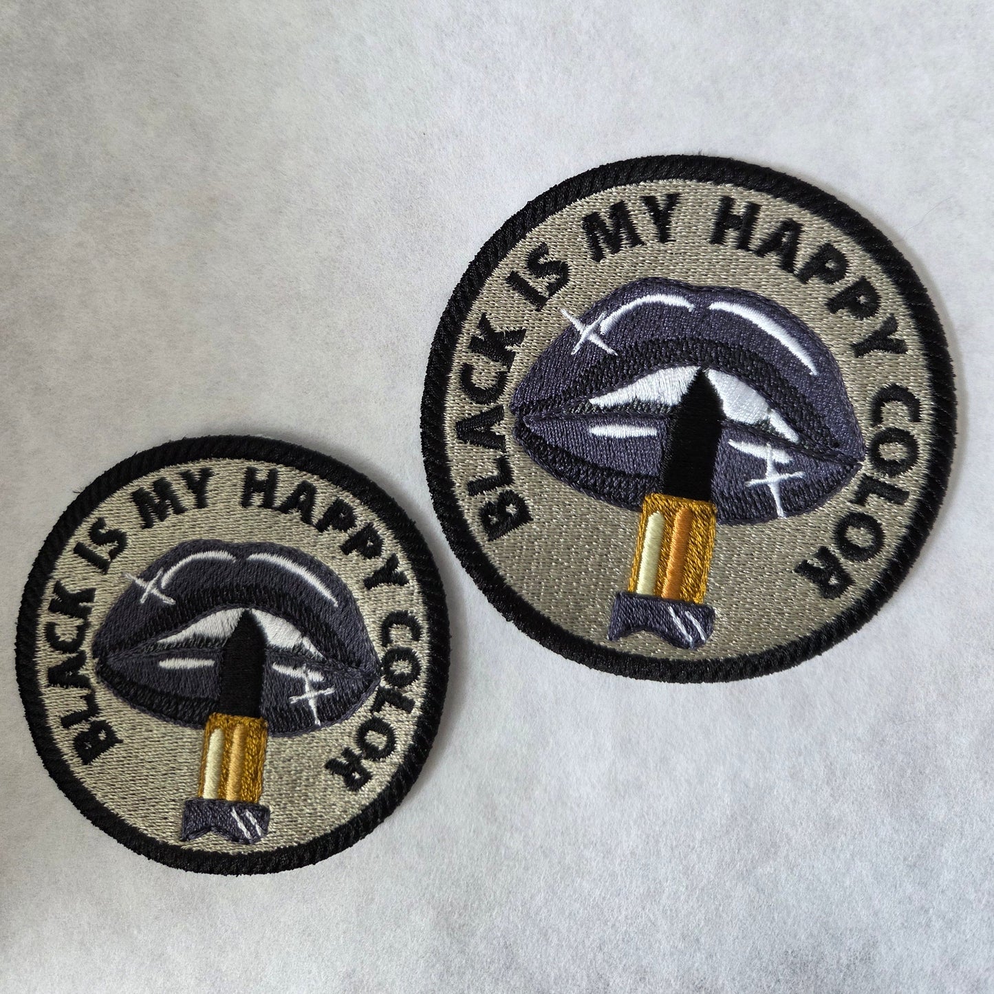 Black Is My Happy Color Embroidered Patch