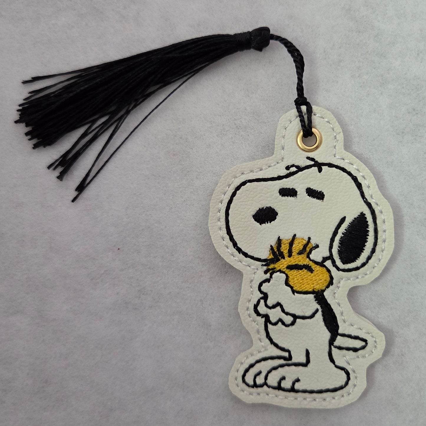 CB Dog & Bird Hug Embroidered Vinyl Bookmark