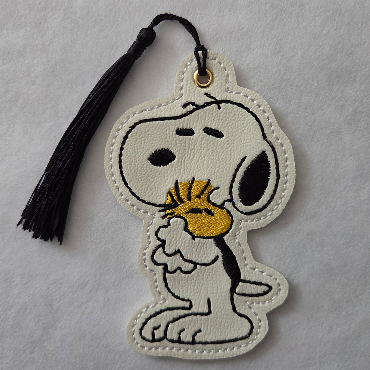 CB Dog & Bird Hug Embroidered Vinyl Bookmark