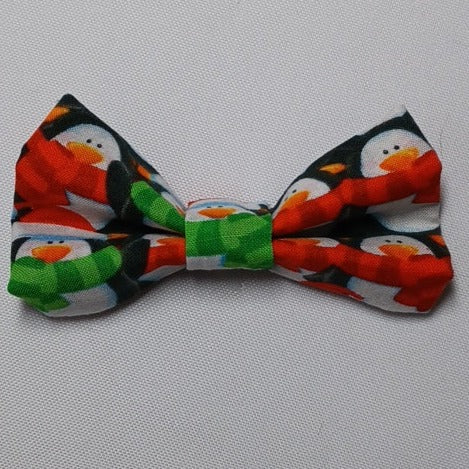 Christmas Penguins Over-the-Collar Pet Bow / Bowtie