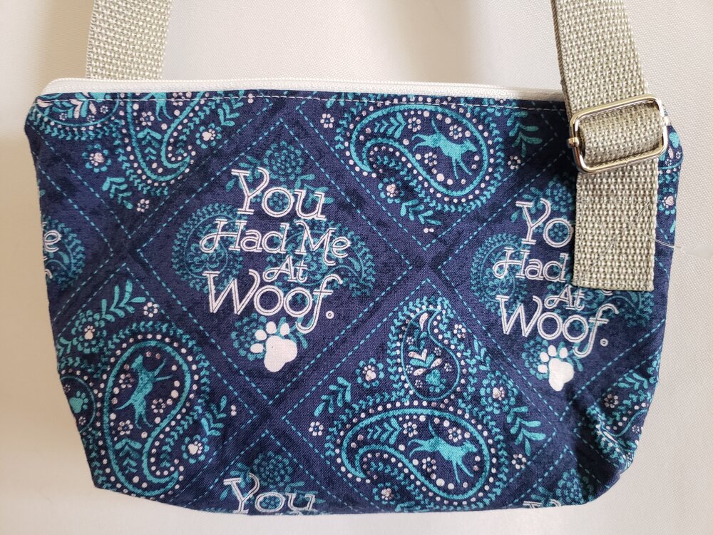 "You Had Me at Woof" Blue Bandana Dog Crossbody Bag
