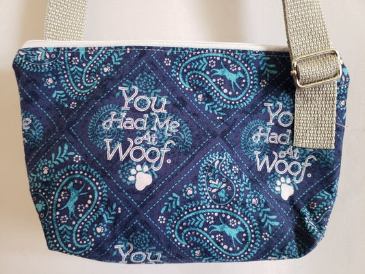 "You Had Me at Woof" Blue Bandana Dog Crossbody Bag