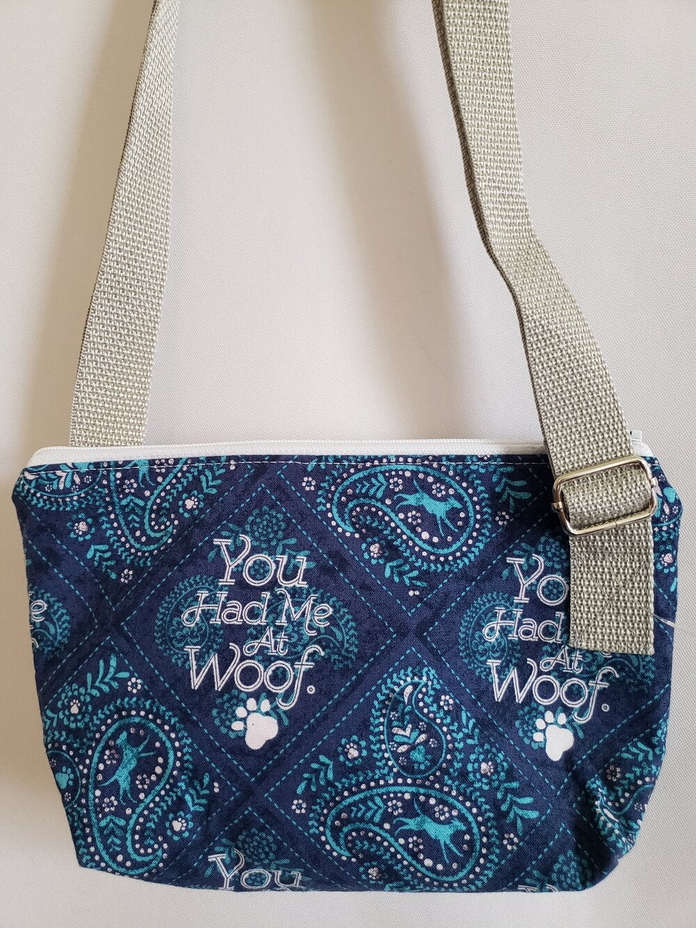 "You Had Me at Woof" Blue Bandana Dog Crossbody Bag