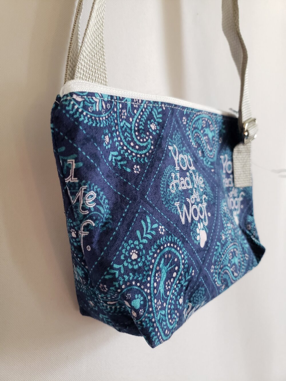 "You Had Me at Woof" Blue Bandana Dog Crossbody Bag